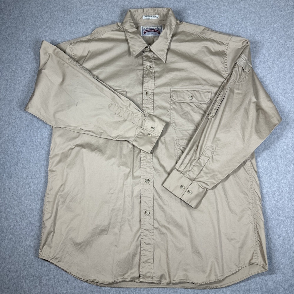 Henry Grethel Swiss Outdoor Shirt Men's Size XXL Beige Long Sleeve Cargo Pockets